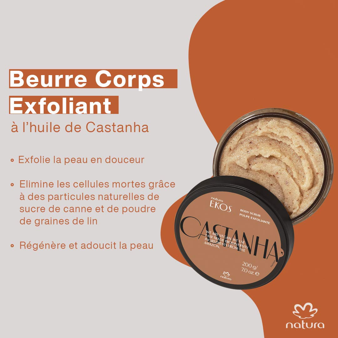 Natura Ekos Castanha Body Scrub – Exfoliating Sugar & Brazil-nut Oil Body Polish – 100% Vegan, Fair-Trade, Eco-Packaged – Dry & Sensitive Skin Moisturizer – Hydrating & Revitalizing, 7 oz (200 g) - Image 3