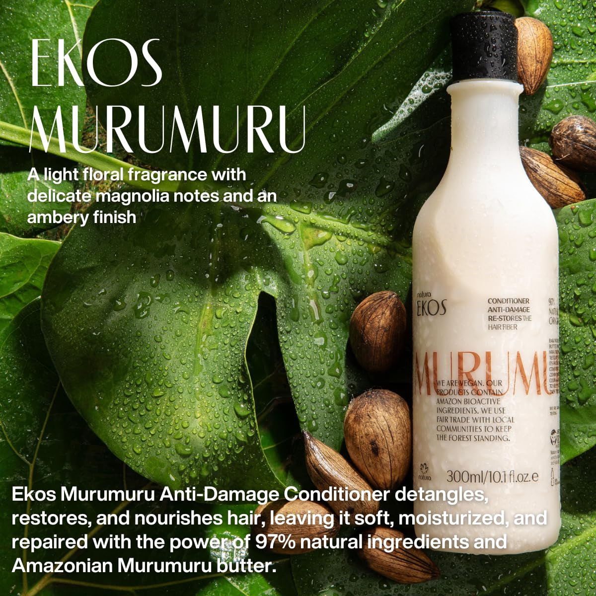 Natura – Murumuru Hair Repair Trio Bundle – Anti-Damage Shampoo, Restoring Conditioner & Leave-In Cream – Deep Reconstruction, Frizz Control & Hydration – Vegan & Cruelty-Free Hair Care - Image 3
