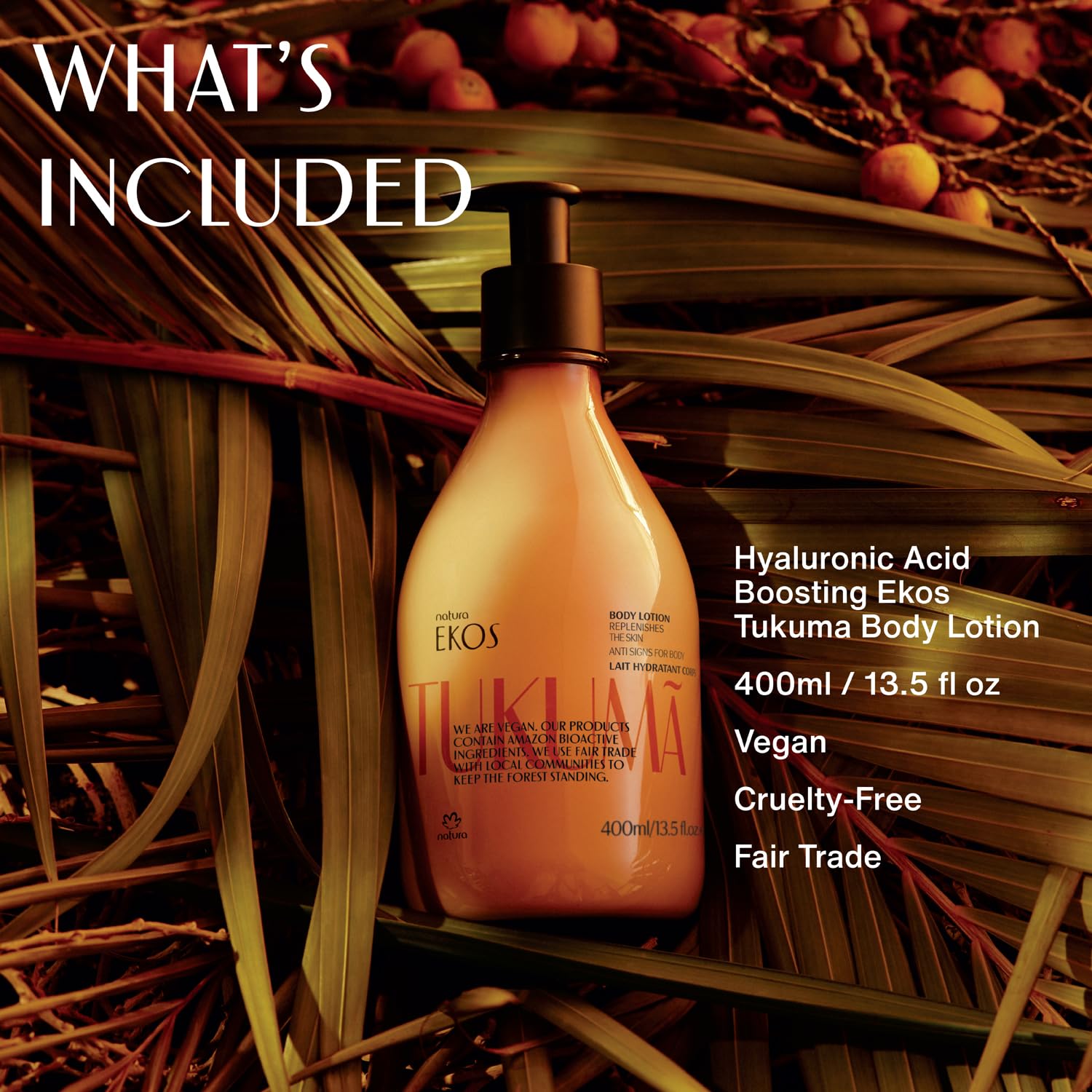 Natura Ekos Tukumã Replenishing Body Lotion + Eco Refill Duo – Vegan Skin Care – Boosts Hyaluronic Acid & Improves Skin Texture – Brazilian Beauty Secrets – 13.5 fl oz (400ml) Each - Image 5