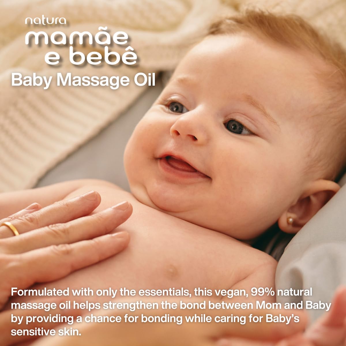 natura - Mamãe e Bebê Baby Massage Oil - 100% Vegan - Safe & Gentle Lightweight Formula - 99% Natural Origin - All Skin Types - Cruelty Free - Brazilian Beauty - Baby Essentials - 3.38 fl oz (100ml) - Image 5